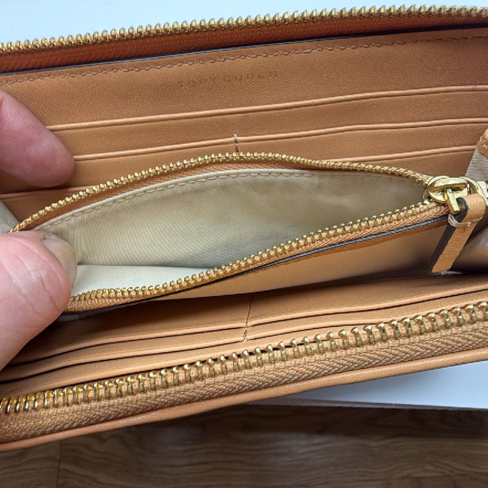 Tory Burch Striped Zip Continental Blue Leather Wallet - Picture 6 of 8